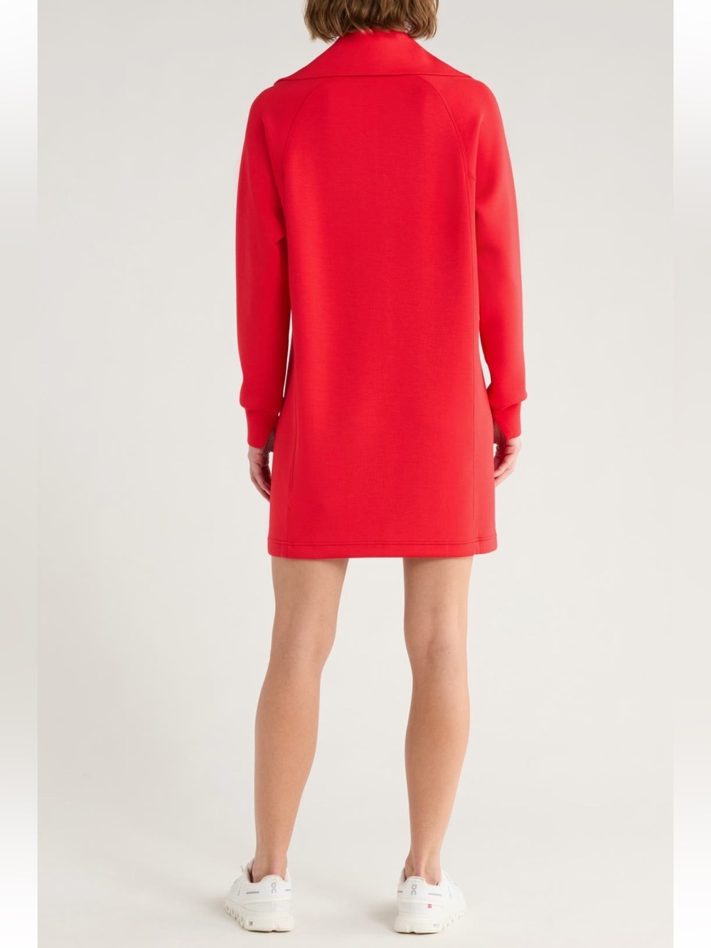 SPANX Air Essentials Half Zip Mini Dress In Red - Picture 2 of 15